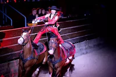 trick rider about to go through the ring of fire