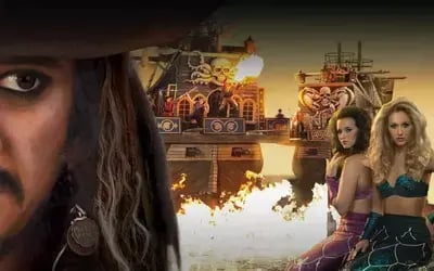 Pirate and mermaids at Pirates Voyage