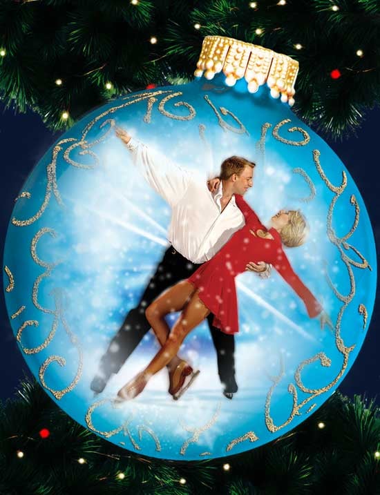 Two ice skaters in an ornament