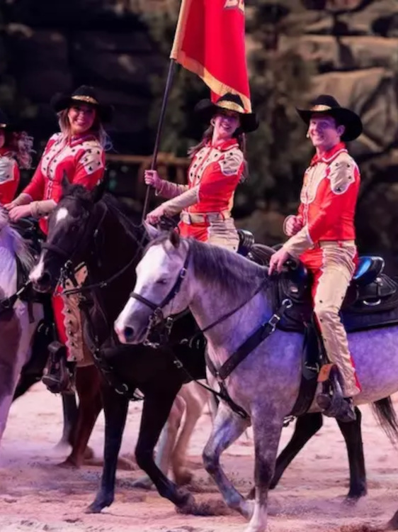 The North side riders in the arena.