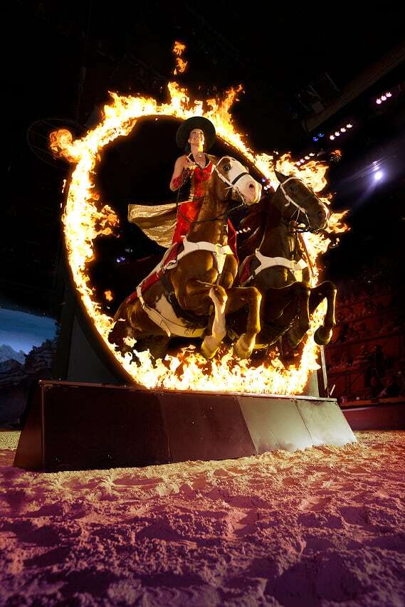 The roman rider in the ring of fire. 