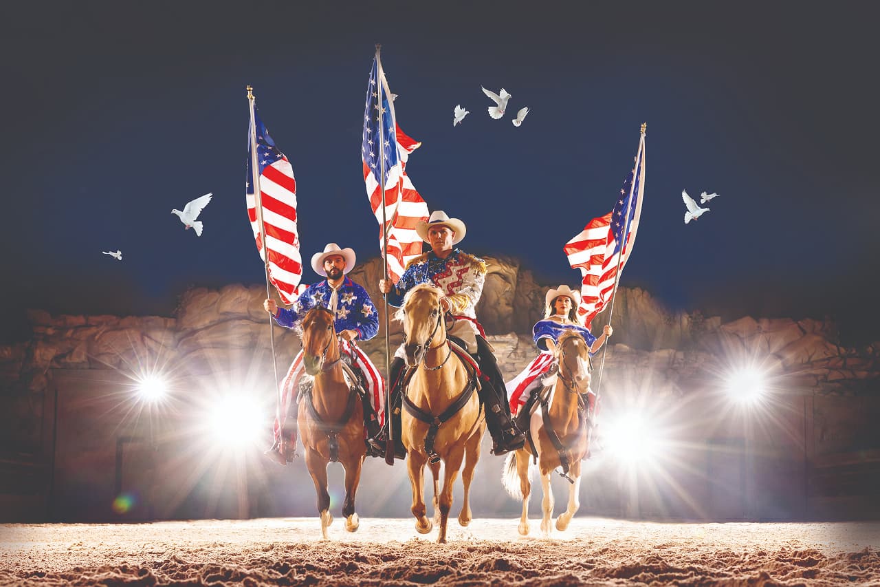 A group of patriotic riders