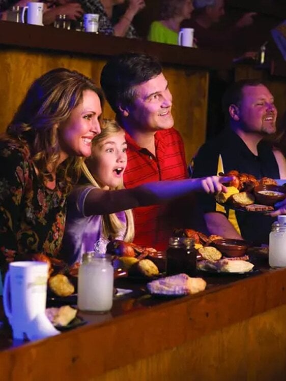 family enjoying the four-course feast