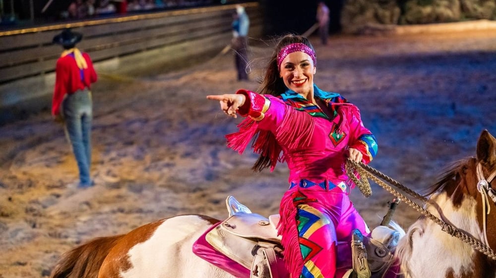 A Stampede Trick Rider during the show.