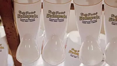 Souvenir boot mugs at Dolly Parton's Stampede