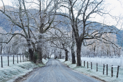 Cades Cove with snow during the winter