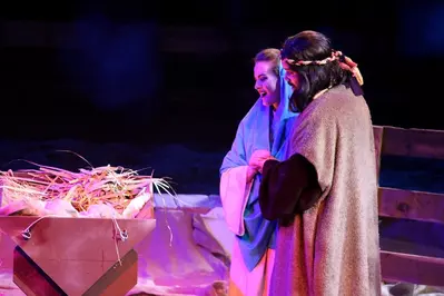 Mary and Joseph during live nativity scene