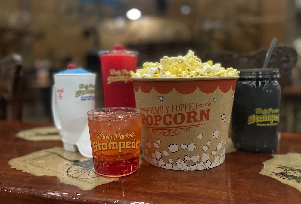 popcorn and drinks in the Saloon