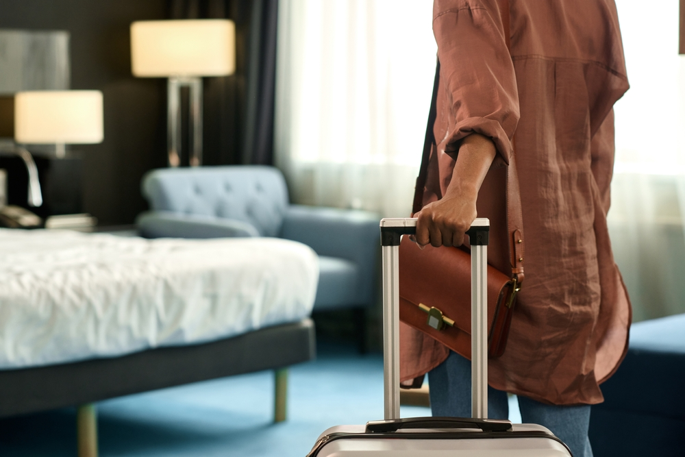 woman entering hotel room