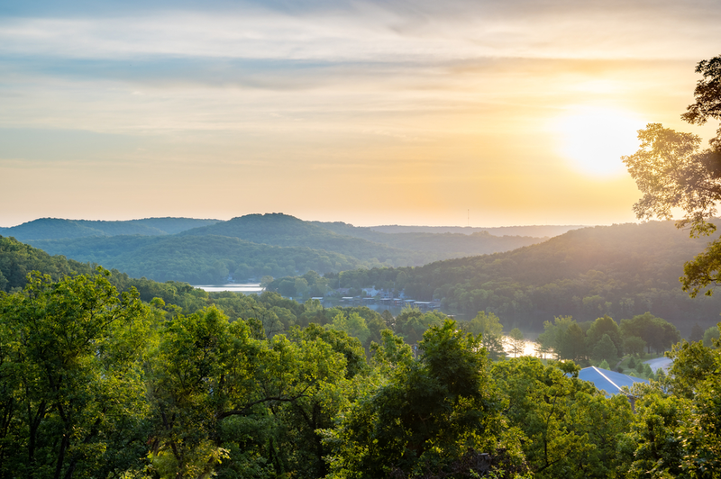 Ozark mountains at sunset