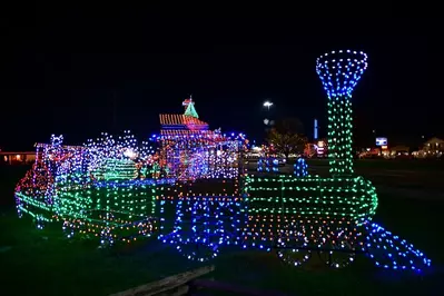 train Christmas lights in Pigeon Forge