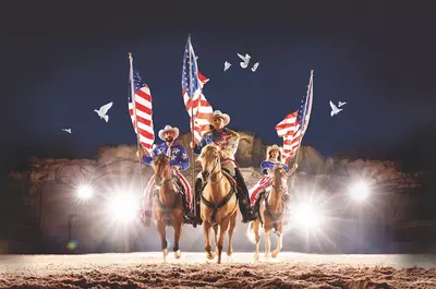 Finale riders with doves flying