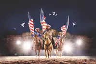 Finale riders with doves flying