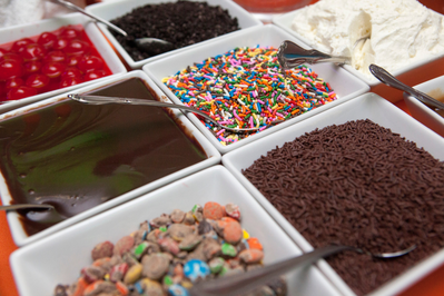 variety of ice cream toppings