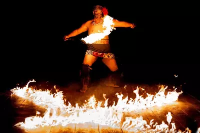 fire dancing celebration at Pirates Voyage